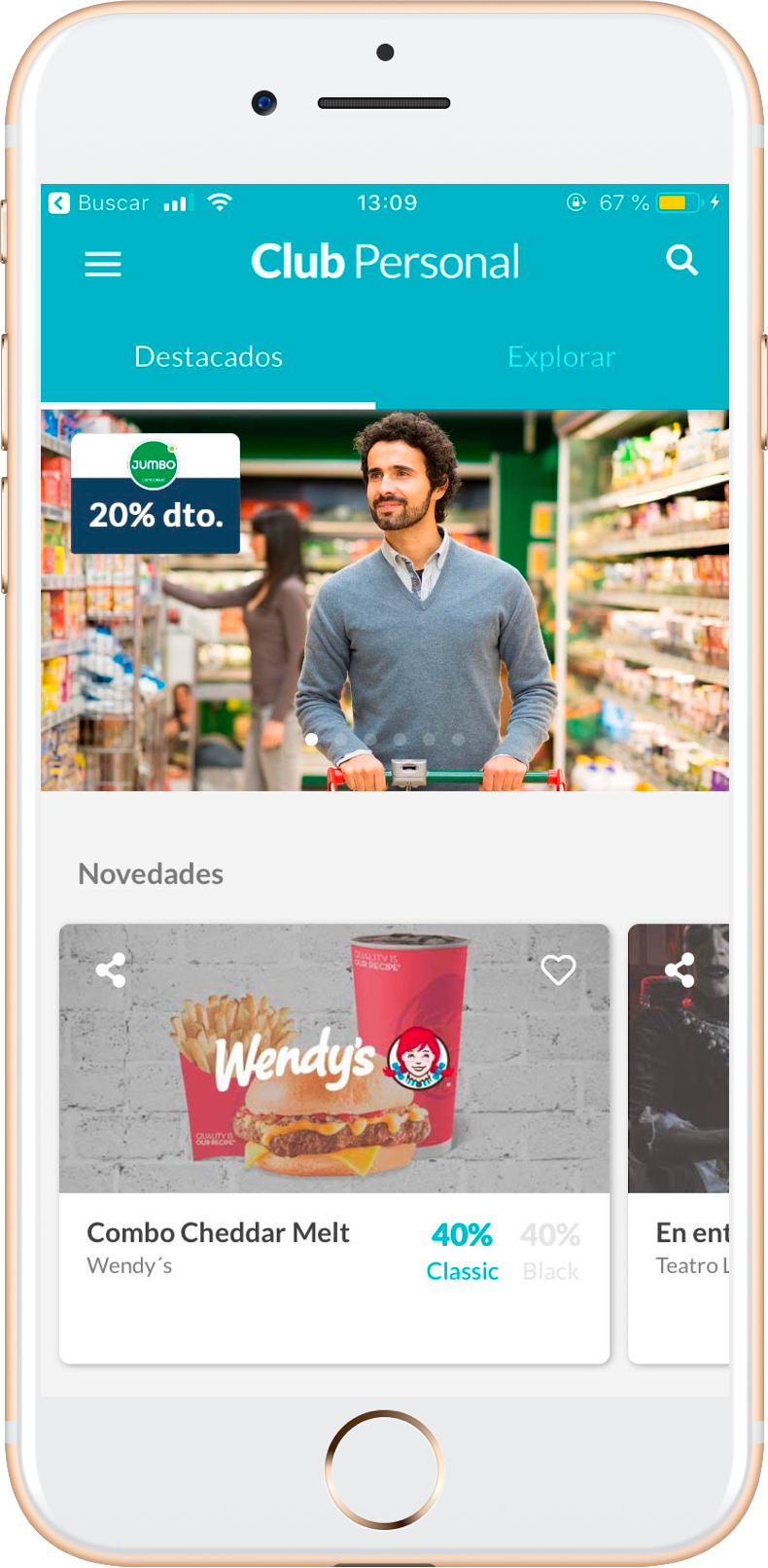 Club Personal: pantalla principal de la app
