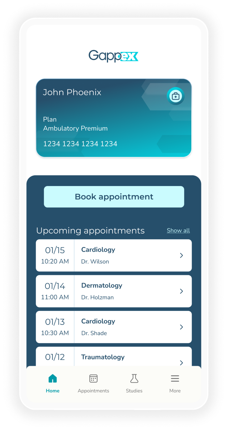 Gappex app screen